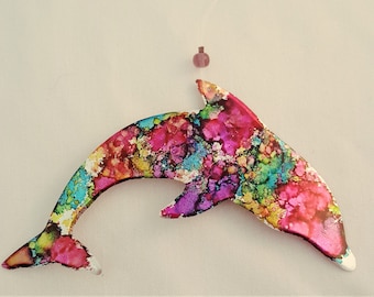 Dolphin ornament recycled aluminum cans