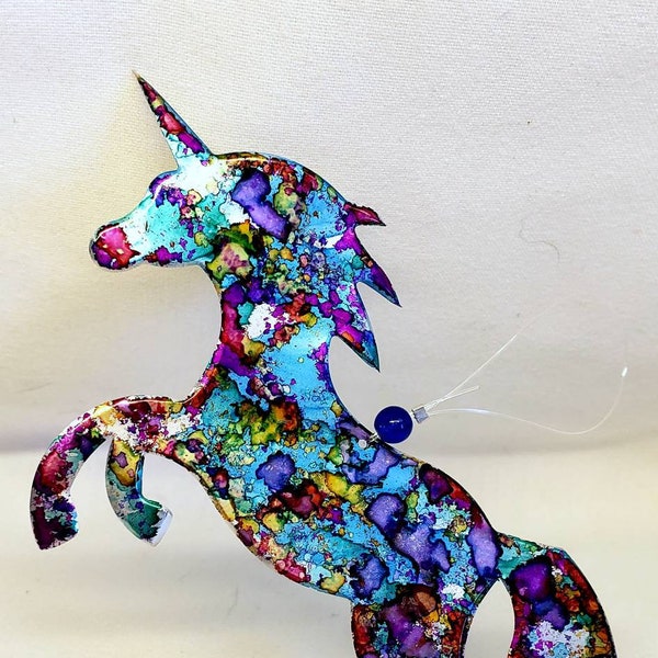 Unicorn ornament recycled aluminum cans