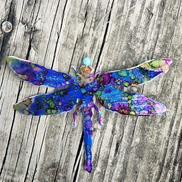 Dragonfly ornament recycled aluminum cans