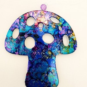 Magic mushroom ornament recycled aluminum cans