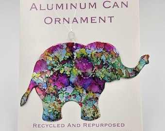 Elephant ornament recycled aluminum cans