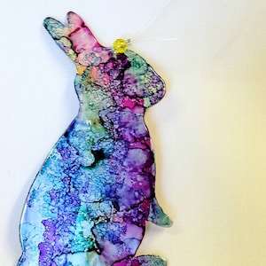 Bunny rabbit ornament recycled aluminum cans