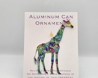 Giraffe ornament recycled aluminum cans