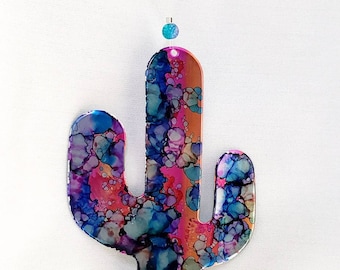 Cactus ornament recycled aluminum cans