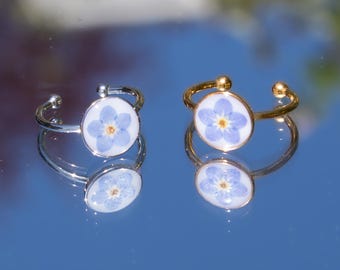 Real Forget-Me-Not Ring Handmade Botanical Flower Jewelry Gift For Her