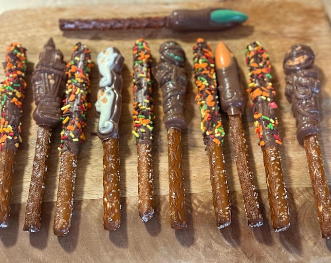 Halloween Themed Chocolate Covered Gourmet Pretzels Spooky Treats Ghosts