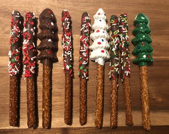 Christmas Holiday Chocolate Covered Pretzels Festive Treats
