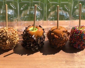 Manzanas acarameladas gourmet Snickers Butterfingers Reeses M&Ms Chispas