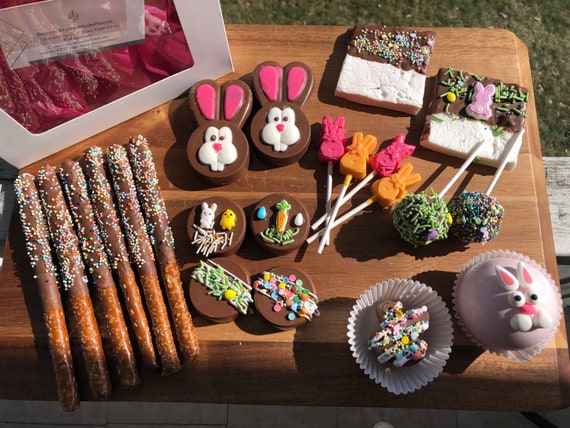 Easter Homemade Chocolate Treat Box Holiday Easter Basket Filler Easter Candy