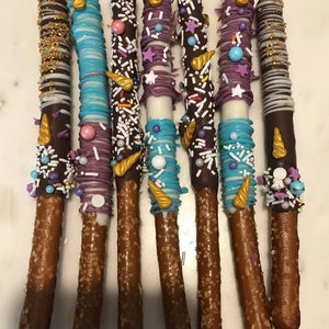 Unicorn Mystical Chocolate Covered Pretzel Rods