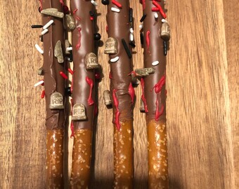 Horror Themed Chocolate Covered Gourmet Pretzels Halloween Bloody
