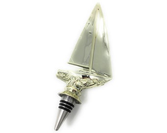 Sailboat Trophy Wine Bottle Stopper - Stainless Steel Base