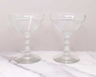 Vintage Libbey Knob Hill Ball Stem Coupe Champaign Glasses, 4 oz - Set of Two (1950s)