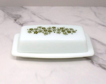 Vintage Pyrex Butter Dish (72-B) - Spring Blossom Green / Crazy Daisy (1972-79)