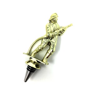 Fireman Trophy Wine Bottle Stopper with Stainless Steel Base Made in the USA, Upcycled Gift for Fire Fighter First Responder Emergency