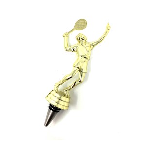 Tennis Trophy Wine Bottle Stopper - Stainless Steel Base