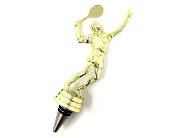 Tennis Trophy Wine Bottle Stopper - Stainless Steel Base