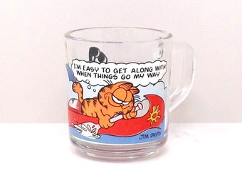 Vintage 8 oz Glass McDonald's Garfield Mug by Anchor Hocking (1980s)