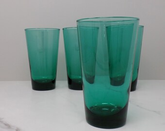 Vintage Anchor Hocking Emerald Green Pint Glasses, 16 oz - set of 4