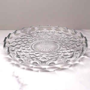 Vintage Fostoria American Clear (2056) Large Round Crystal Platter with High Sides