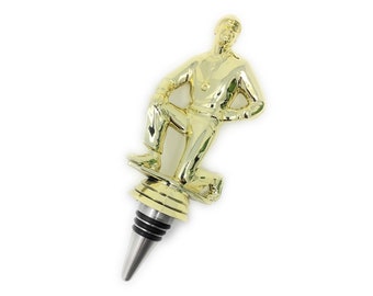 Coach Trophy Wine Bottle Stopper with Stainless Steel Base Made in the USA, Upcycled Gift for Father's Day Dad Funny Award Sports