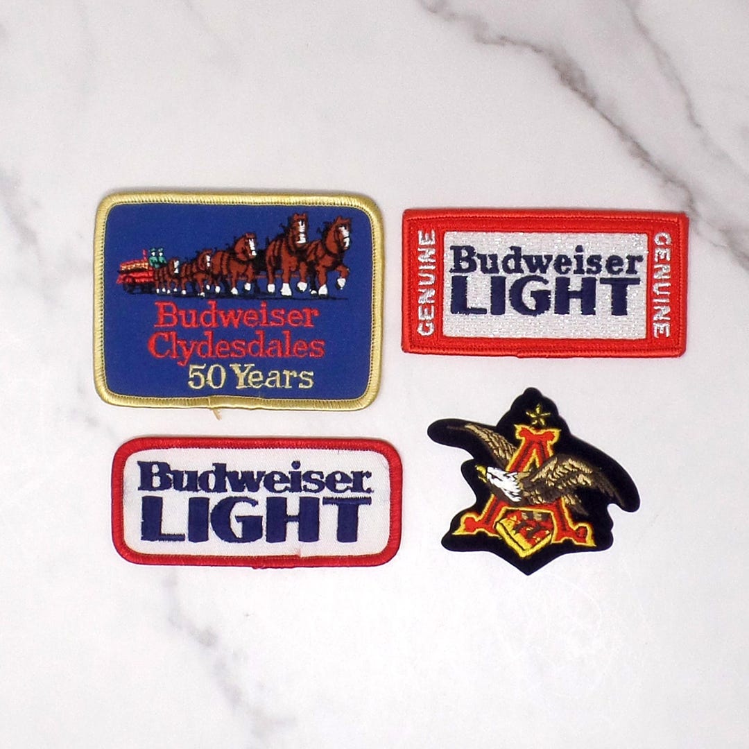 Vintage Anheuser-busch Budweiser & Bud Light Embroidered Patches, Set ...