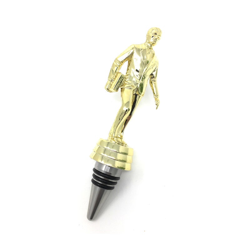 Salesman Trophy Wine Bottle Stopper Stainless Steel Base image 1