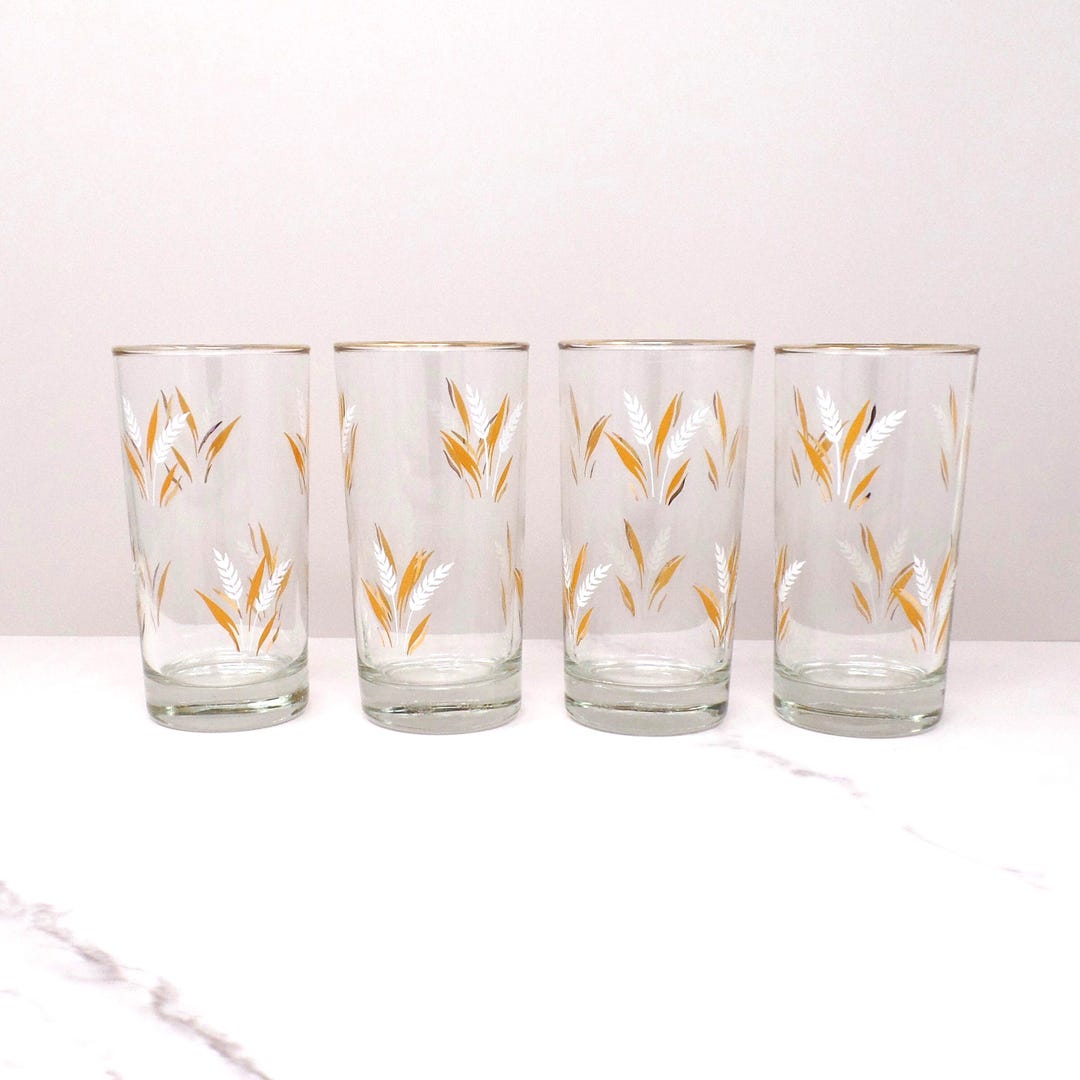 Vintage Libbey Wheat Sprays Gold-rimmed Highball Glasses - Set of 4 - Etsy