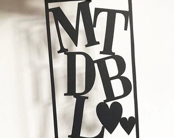 Hand Cut Out Bespoke Customised Family Initials Papercut Personalised