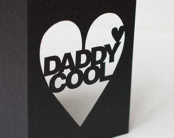 Daddy Cool Hand Cut Fathers Day Papercut Greetings Card - You Choose Colours - Black and Blue IN STOCK