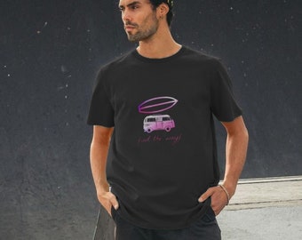 Camper Van Surf T-shirt In Black/magenta  Unisex