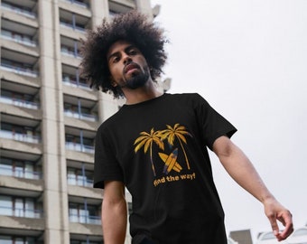 Palm Trees Surf T-shirt In Yellow Unisex