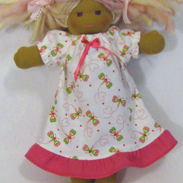 12 inch Waldorf doll's flannel nightgown  - dragonflies