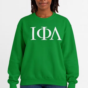 Iota Phi Lambda Sorority-sweater met ronde hals, kleding met Griekse letters