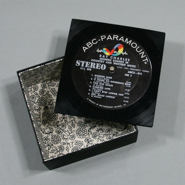 Groovy Little Box with a Lid - Handmade from Recycled Vinyl Record Ray Charles Modern Sounds In Country And Western Music