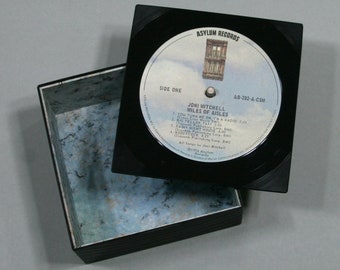 Groovy Little Box with a Lid - Handmade from Recycled Vinyl Record Joni Mitchell Miles Of Aisles