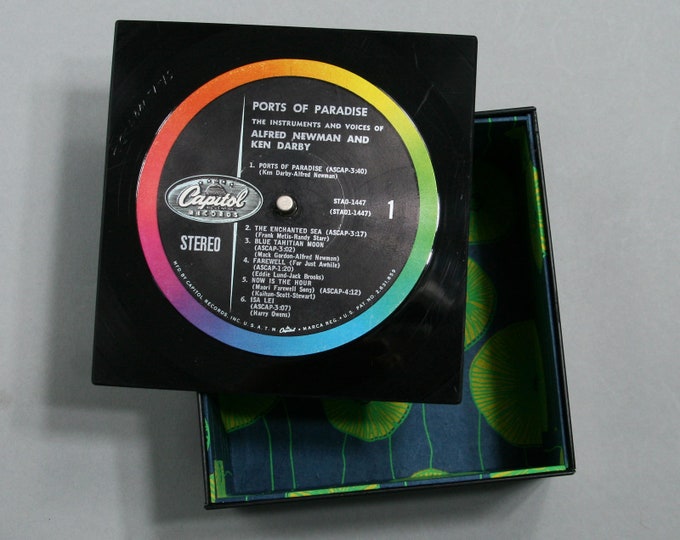 Groovy Little Box With a Lid Handmade From Recycled Vinyl Record Ports