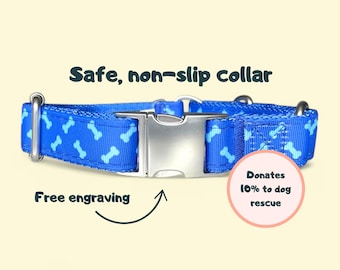 Dog Collar with Name, Personalized Dog Collar, Custom Dog Collar, Blue Dog Collar, Large Dog Collar, Small Dog Collar, Cute Dog Collar