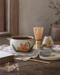 Floral Matcha Bowl Set, Handmade Ceramic Tea Set, Yellow Flower Chawan, Botanical Tea Starter Kit, Pottery Gift for Tea Lover product logo