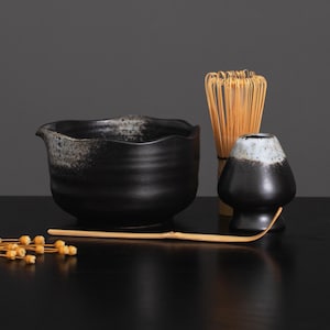 Ensemble matcha fait main étoiles dans la nuit avec bol Matcha Set Coffret cadeau