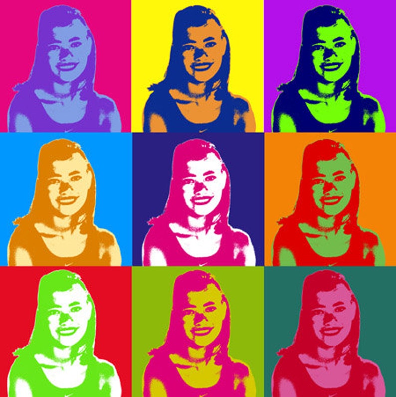 Custom Pop Art in Warhol Style Using Your Photo Custom Size Digital Delivery for Self-Printing or Photo Gift Personal Pet Cat Dog Ornament image 2