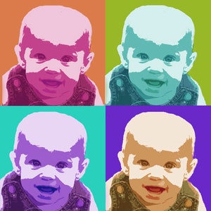 Custom Pop Art - One Photo in Andy Warhol Style Personalized Popart DIGITAL For Self-Printing