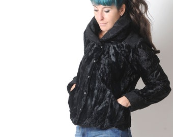 Blouson femme noir fausse fourrure, à grand col, Manteaux femme, MALAM, Votre taille