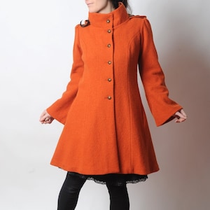 Burnt Orange Coat, Asymmetrical Coat, Zip up Coat Hoodie Burnt Orange Coat, Asymmetrical Coat, Zip up Coat Hoodie