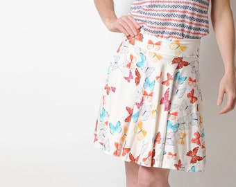 LAST ONE Butterfly print skirt, Colorful summer swirly skirt, Womens circle skirts, MALAM, Size UK12