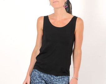 Summer sleeveless black tank top, Supple jersey shirt, MALAM, Any size