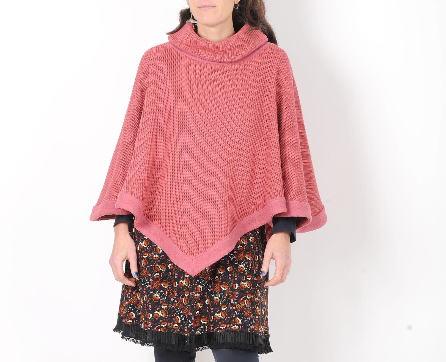 Pink poncho best sale sweater