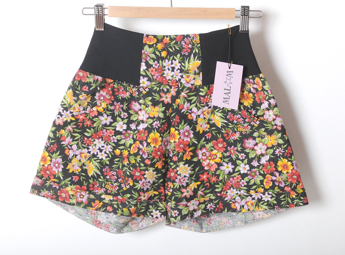 Colorful floral womens shorts vintage cotton shorts for women Etsy