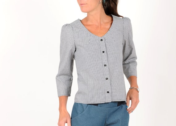 Chemisier femme en coton vichy noir et blanc ajustable par lacage dos MALAM T40 46 Etsy France