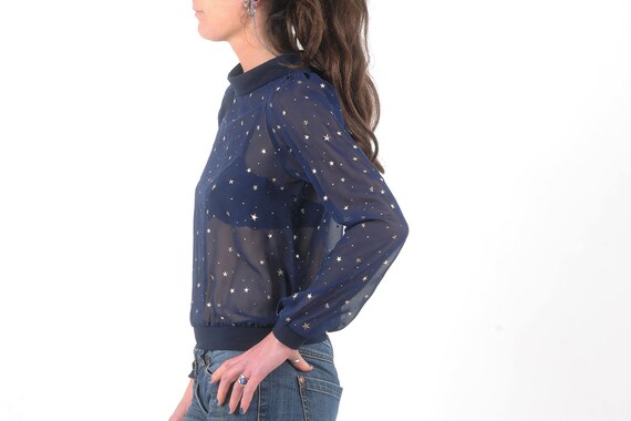 Blusa transparente azul marino sale